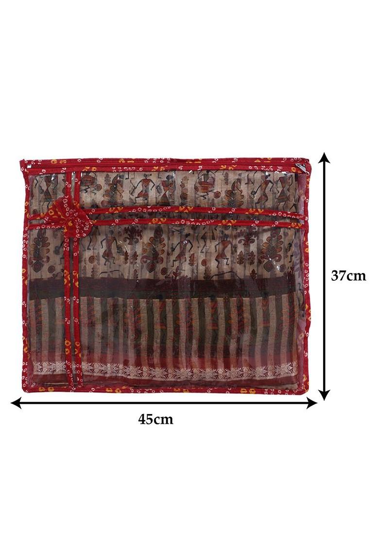 Set Of 6 Printed Pvc Foldable Single Saree Cover Organisers