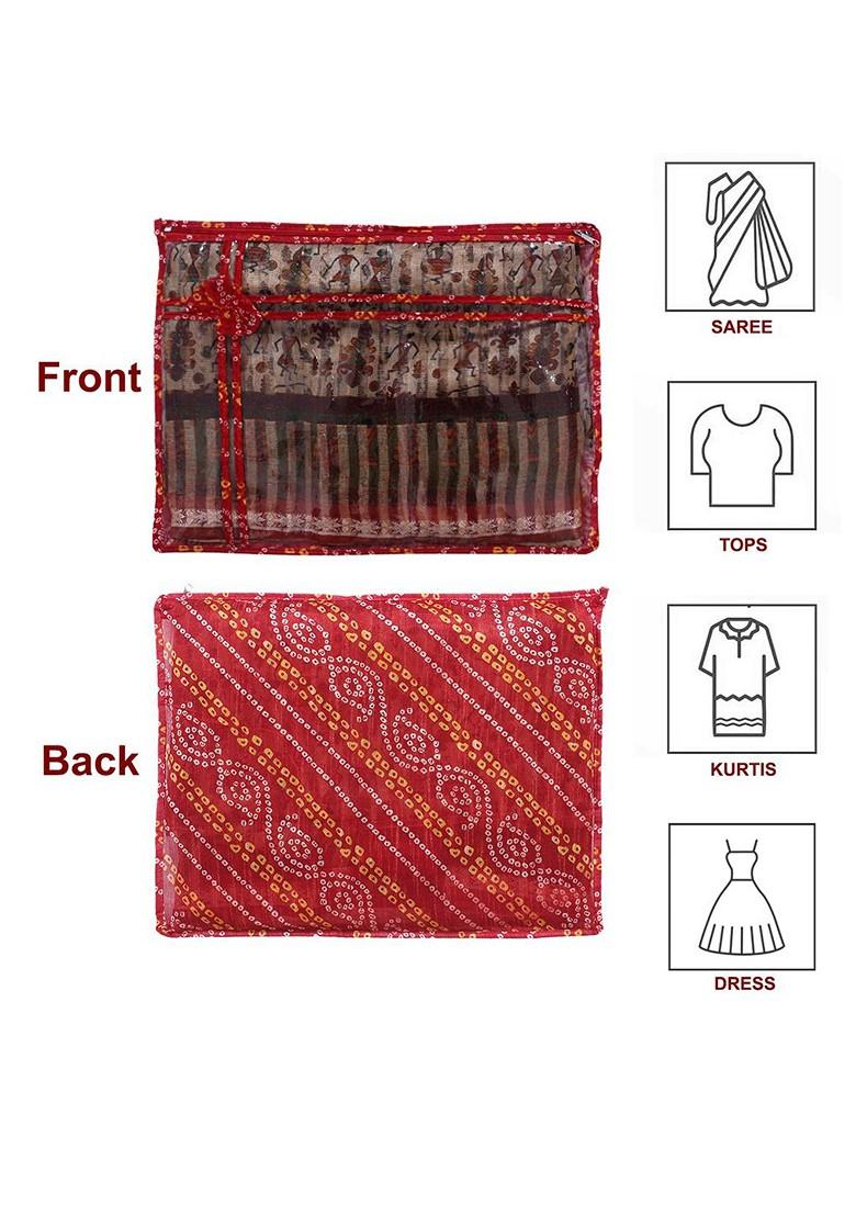 Set Of 6 Printed Pvc Foldable Single Saree Cover Organisers