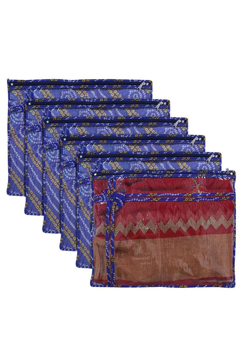 Set Of 6 Printed Foldable Single Saree Cover - Indya