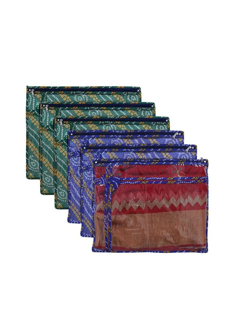 Set Of 6 Bandhani Printed Saree Cover Organisers