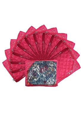 Set Of 12 Pink Solid Single Packing Saree Cover Organizer