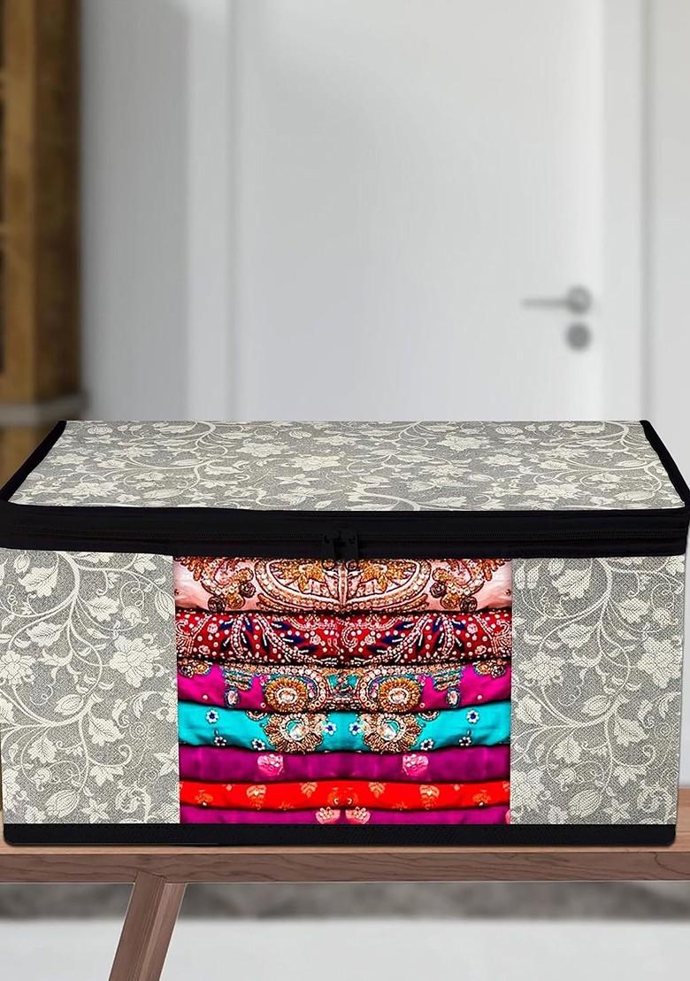 Set Of 9 Transparent Window Saree Cover Zip Closure Storage Bags