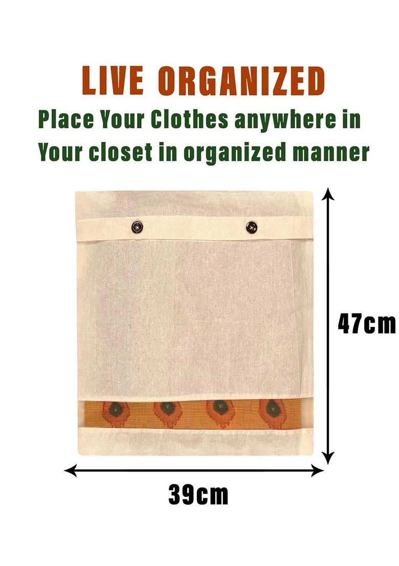 Cream 15 Pieces Cotton Mesh Window Packing Saree Cover Button Organisers