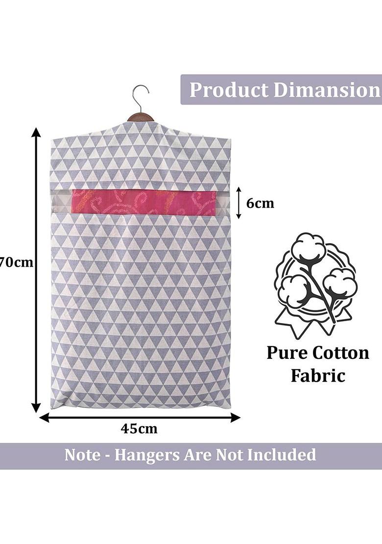 Grey 6 Pcs Mesh Cotton Hanging Saree Cover Storage Organisers