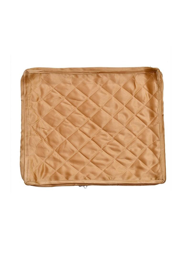 Set Of 6 Gold Coloured And Transparent Solid Satin Single Packing Saree Cover Organizers
