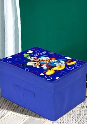Blue Disney Team Mickey Printed Foldable Saree Cover Storage Box With Lid
