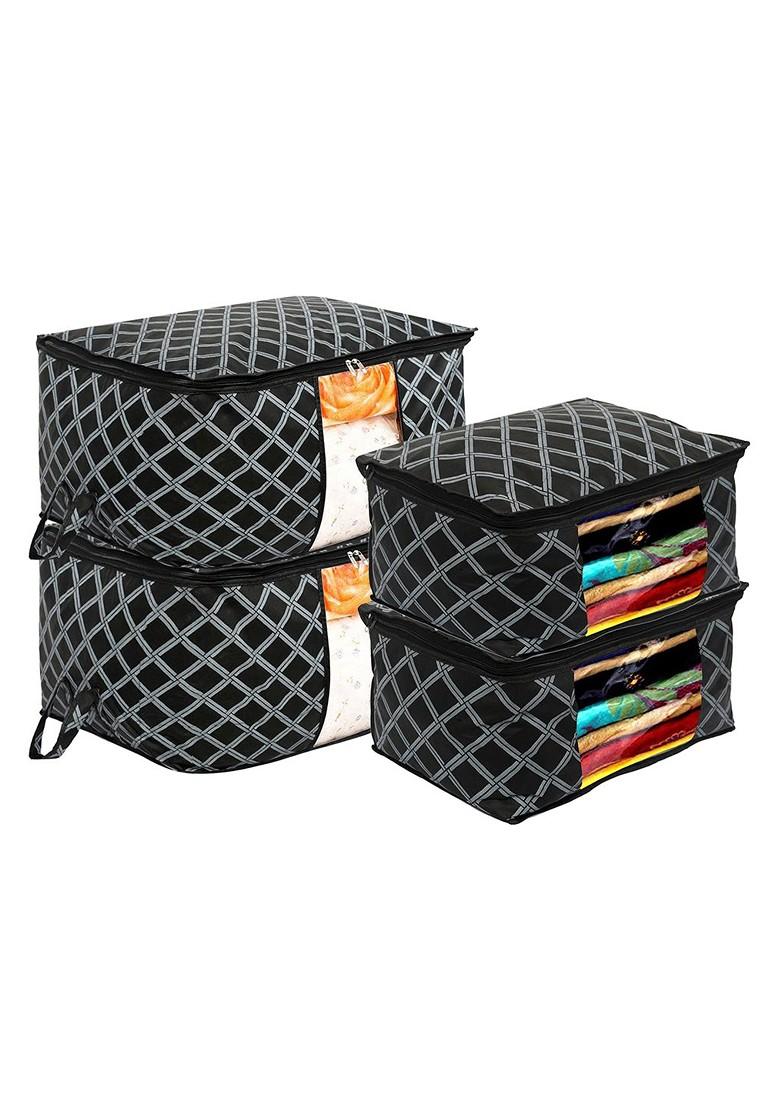 Set Of 4 Underbed Storage Bag And Saree Cover Organisers Transparent Window