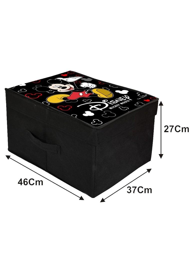 Set Of 2 Black Disney Mickey Mouse Printed Foldable Saree Cover Storage Boxes With Lids