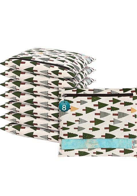 Green 8 Pcs Regular Single Saree Cover Multi Utility Storage Organisers