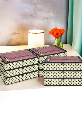 Set Of 9 Cream Coloured Polka Dots Bow Printed Saree Cover With Zip