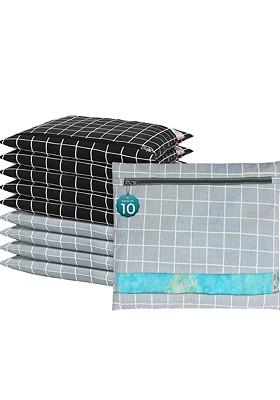 Grey 10 Pcs Regular Single Saree Cover Multi Utility Storage Organisers