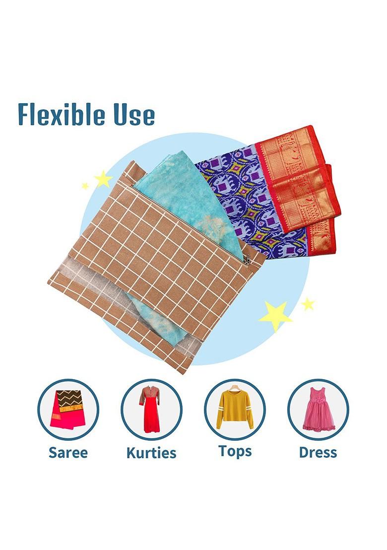 Grey 10 Pcs Regular Single Saree Cover Multi Utility Storage Organisers