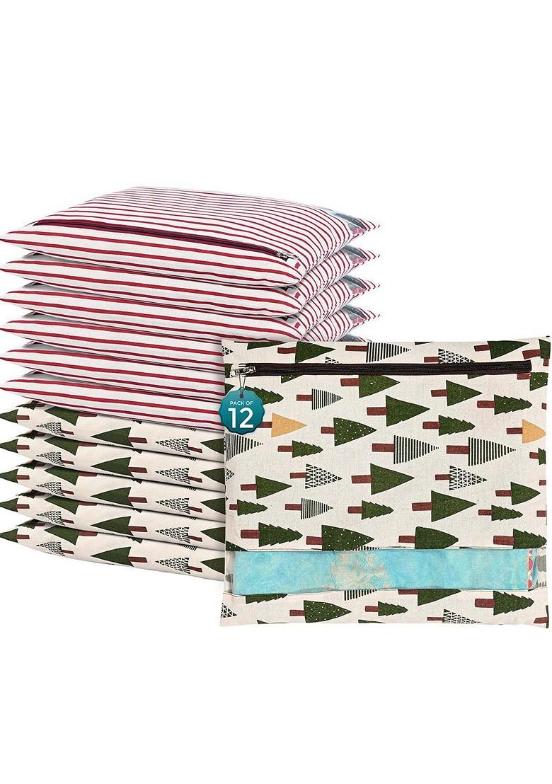 Green 12 Pcs Regular Single Saree Cover Multi Utility Storage Organisers