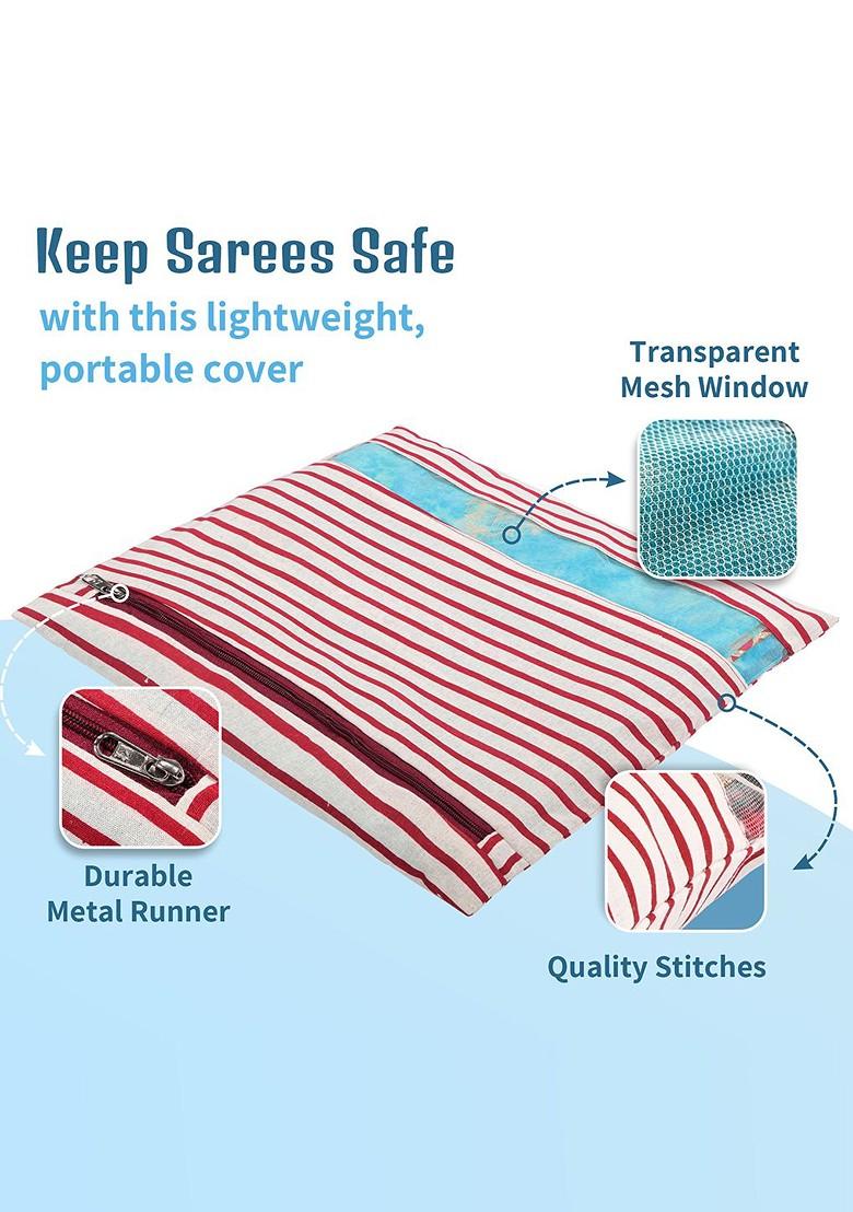 Maroon 18 Pcs Regular Single Saree Cover Multi Utility Storage Organisers