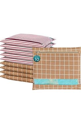 Brown 10 Pcs Regular Single Saree Cover Multi Utility Storage Organisers