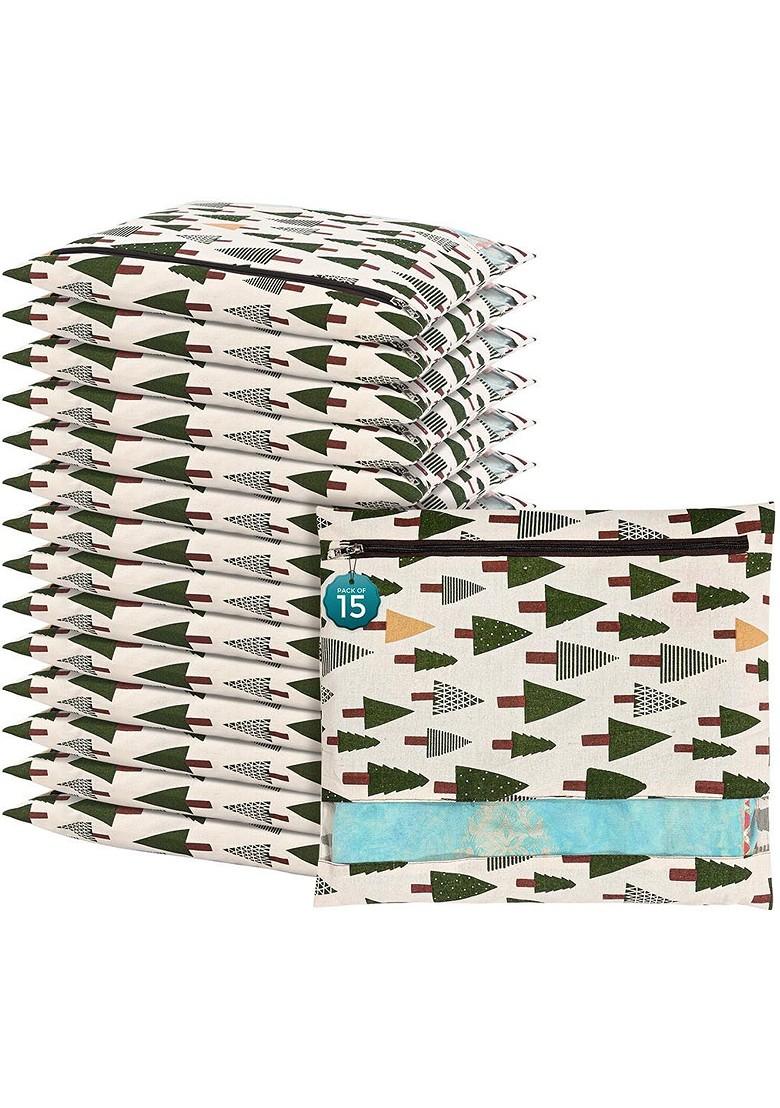 Green 15 Pcs Regular Single Saree Cover Multi Utility Storage Organisers