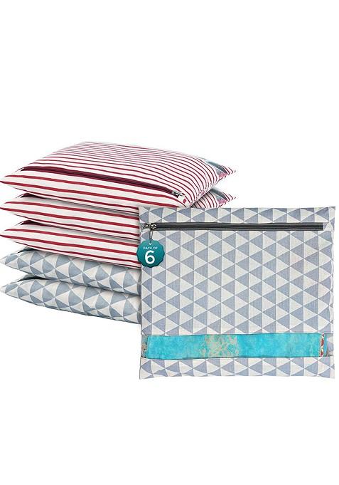 Grey 6 Pcs Regular Single Saree Cover Multi Utility Cotton Organisers