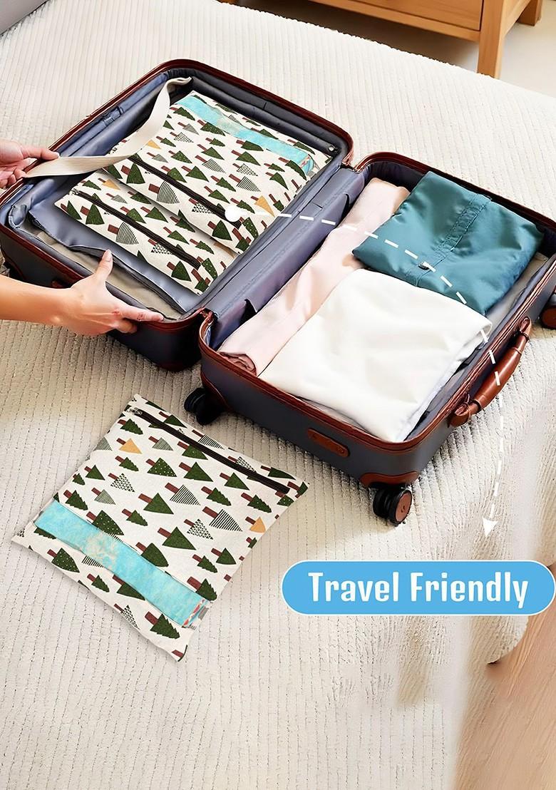 Green 8 Pcs Regular Single Saree Cover Multi Utility Storage Organisers