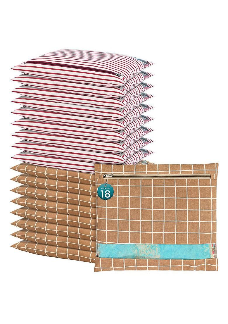 Brown 18 Pcs Regular Single Saree Cover Multi Utility Storage Organisers