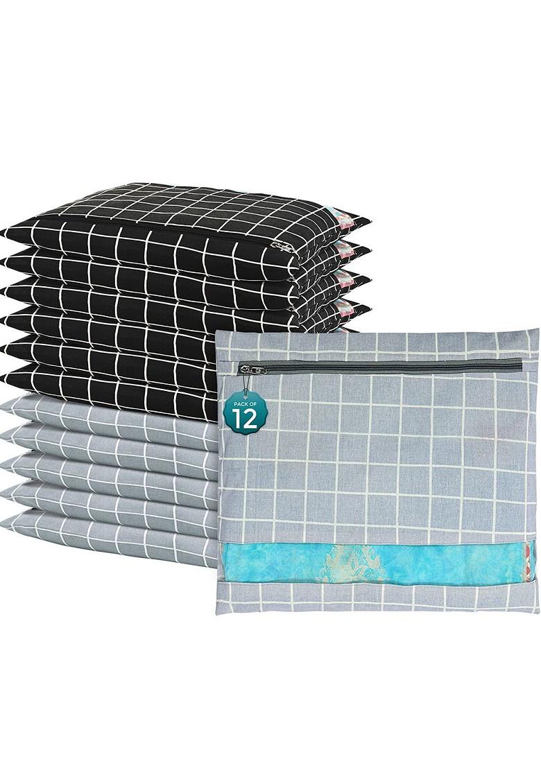 Grey 12 Pcs Regular Single Saree Cover Multi Utility Storage Organisers