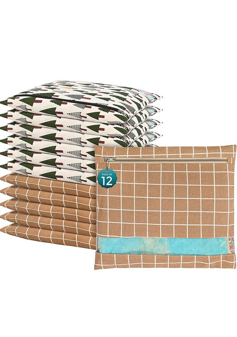 Brown 12 Pcs Regular Single Saree Cover Multi Utility Storage Organisers