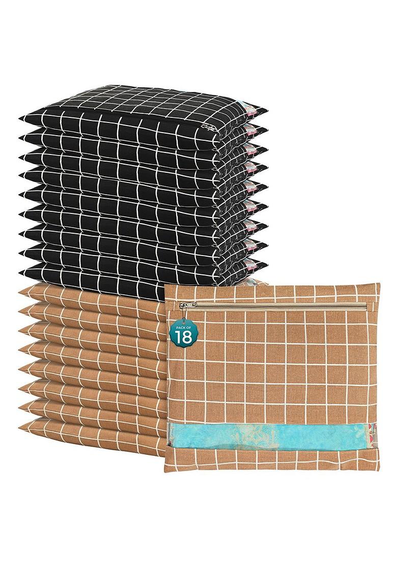 Brown 18 Pcs Regular Single Saree Cover Multi Utility Storage Organisers