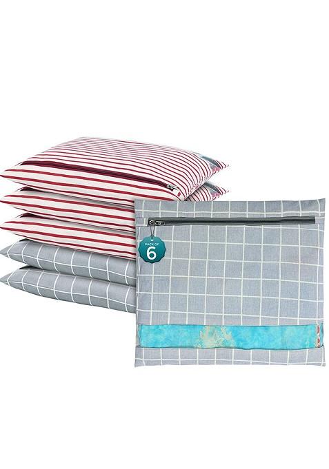 Grey 6 Pcs Regular Single Saree Cover Multi Utility Storage Organisers