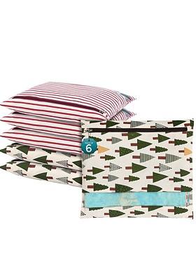 Green 6 Pcs Regular Single Saree Cover Multi Utility Storage Organisers