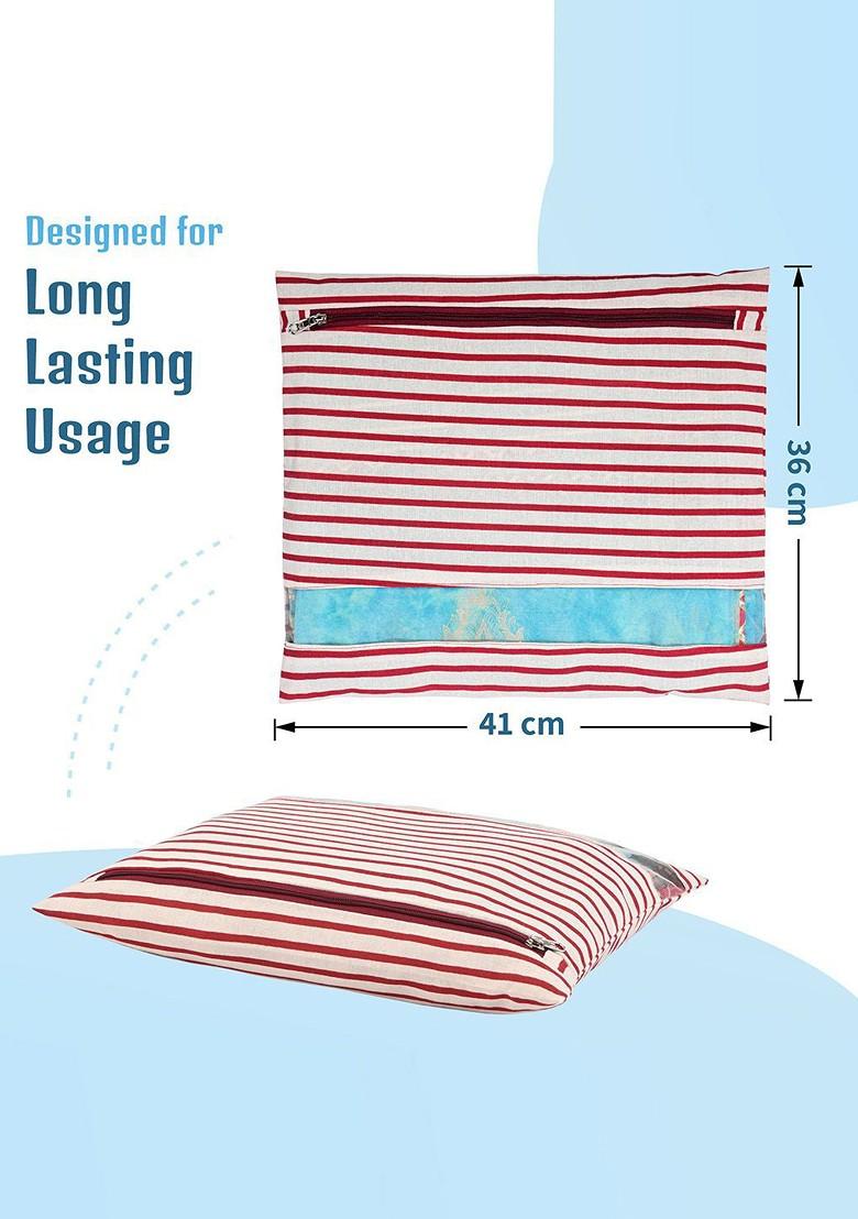 Green 6 Pcs Regular Single Saree Cover Multi Utility Storage Organisers