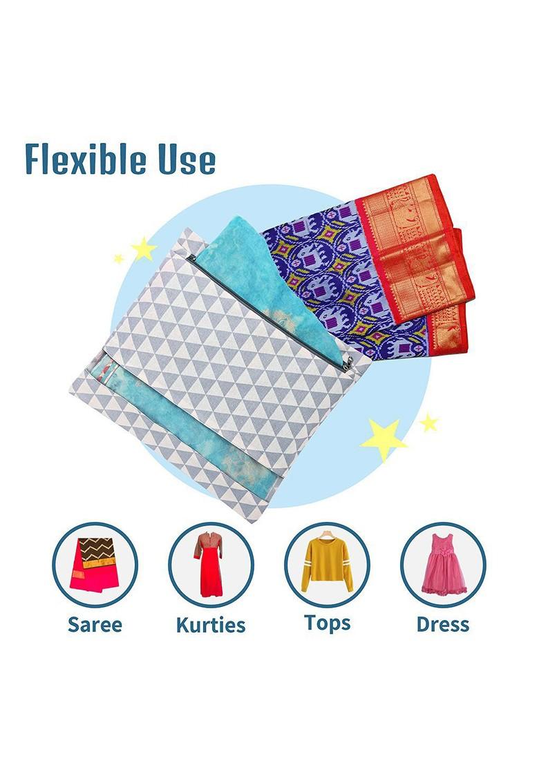 Grey 10 Pcs Regular Single Saree Cover Multi Utility Storage Organisers