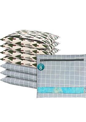 Grey And Green 8 Pcs Regular Saree Cover Multi Utility Storage Organisers