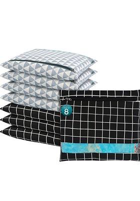 Black 8 Pcs Regular Single Saree Cover Multi Utility Storage Organisers