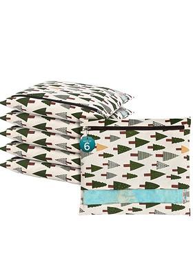 Green 6 Pcs Regular Single Saree Cover Multi Utility Storage Organisers