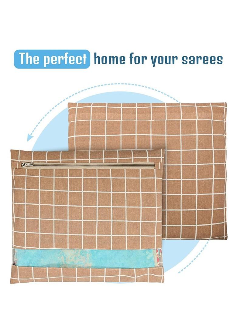 Brown 8 Pcs Regular Single Saree Cover Multi Utility Storage Organisers