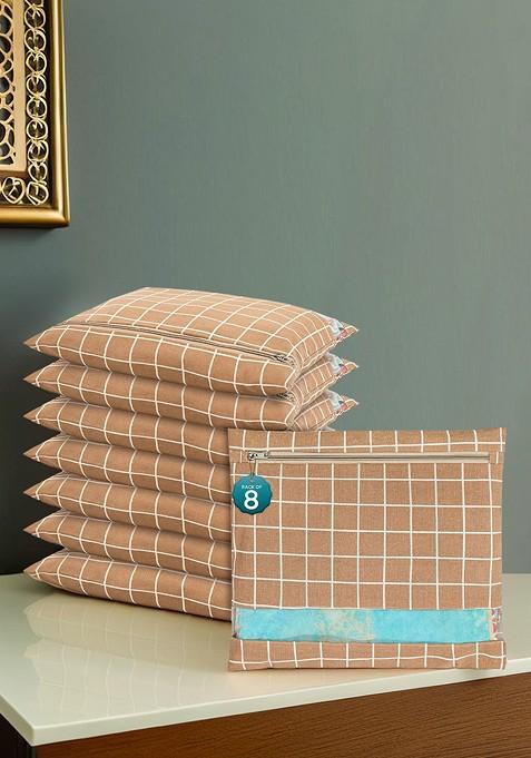 Brown 8 Pcs Regular Single Saree Cover Multi Utility Storage Organisers