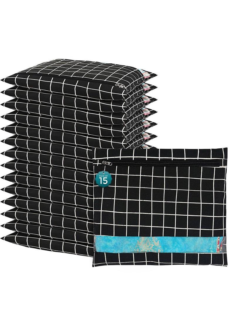 Black 15 Pcs Regular Single Saree Cover Multi Utility Storage Organisers