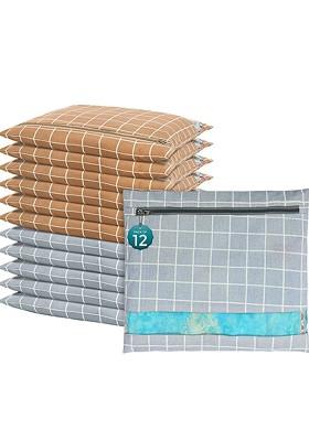 Grey 12 Pcs Regular Single Saree Cover Multi Utility Storage Organisers