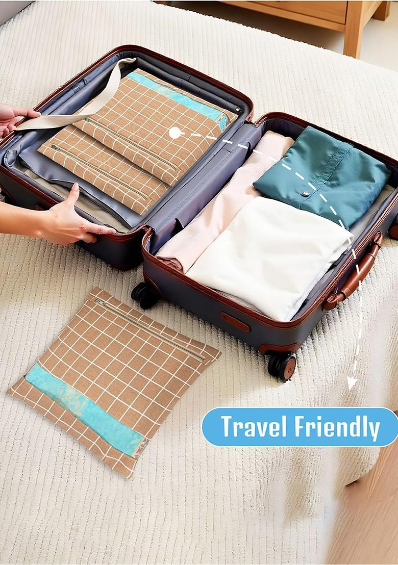 Brown 12 Pcs Regular Single Saree Cover Multi Utility Storage Organisers