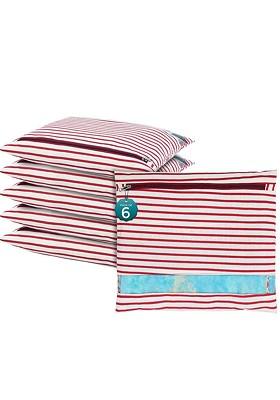 Maroon 6 Pcs Regular Single Saree Cover Multi Utility Storage Organisers