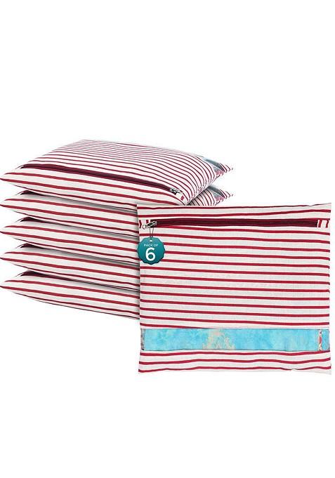 Maroon 6 Pcs Regular Single Saree Cover Multi Utility Storage Organisers