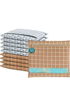 Brown 10 Pcs Regular Single Saree Cover Multi Utility Storage Organisers