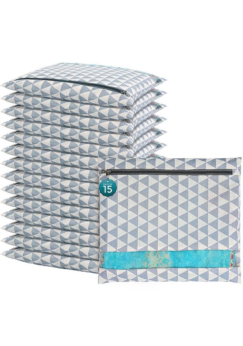 Grey 15 Pcs Regular Single Saree Cover Multi Utility Storage Organisers