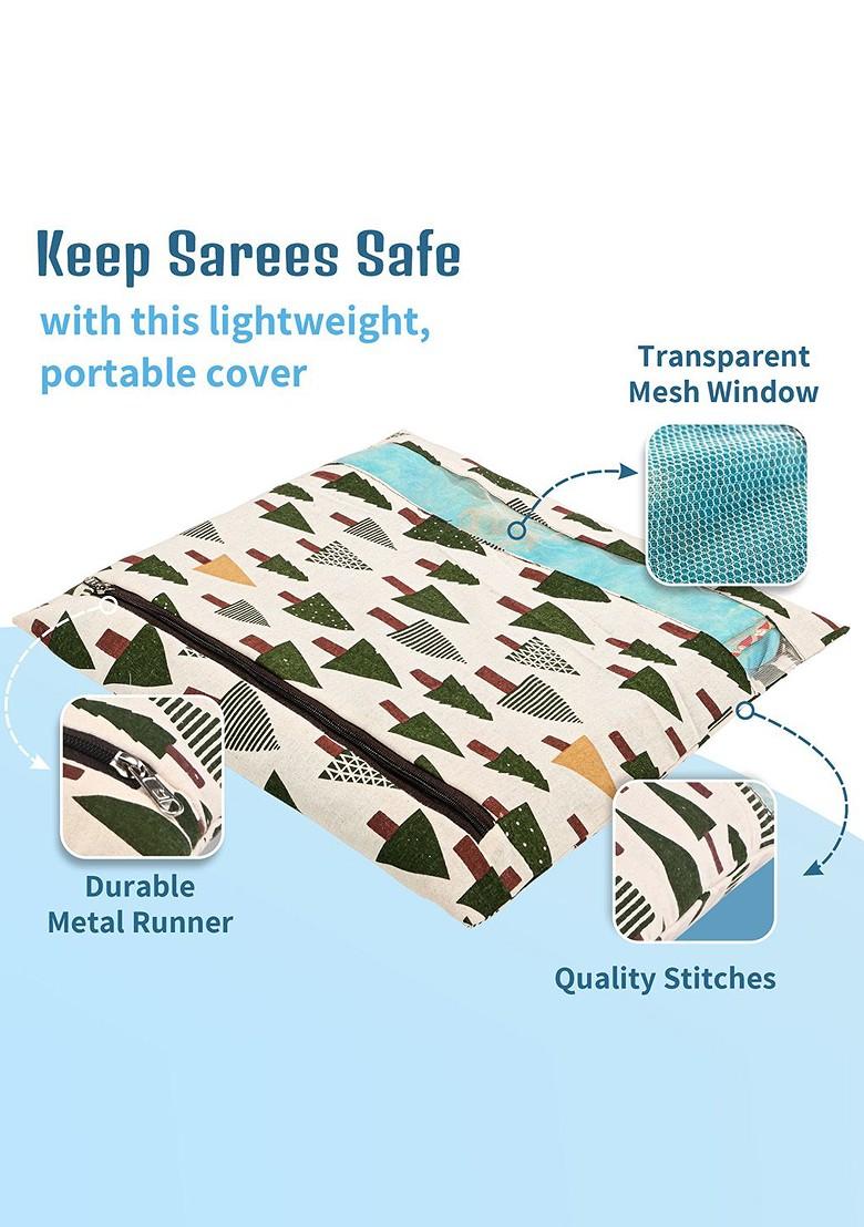 Green 10 Pcs Regular Single Saree Cover Multi Utility Storage Organisers