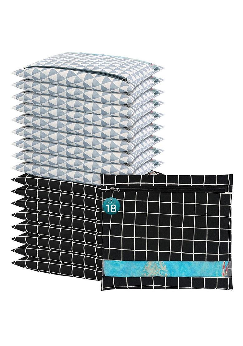 Black 18 Pcs Regular Single Saree Cover Multi Utility Storage Organisers