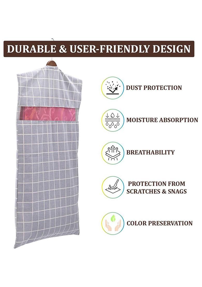 Light Grey 10 Pcs Mesh Cotton Hanging Saree Cover Storage Organisers