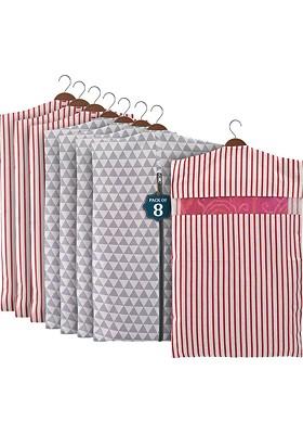 Grey 8 Pieces Cotton Regular Hanging Saree Cover Multi Utility Organisers