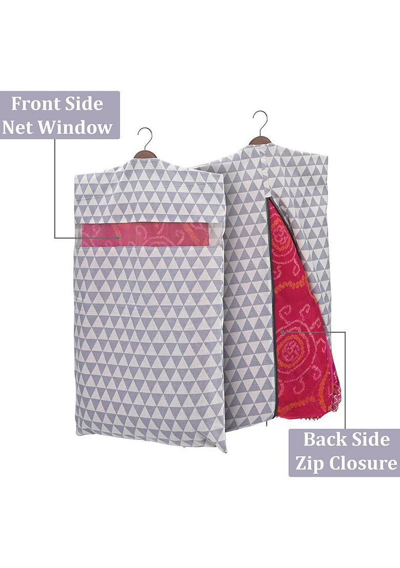 Grey Set Of 8 Regular Hanging Saree Cover Multi Utility Organisers