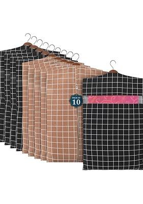 Brown Set Of 10 Printed Hanging Saree Cover Multi Utility Organisers