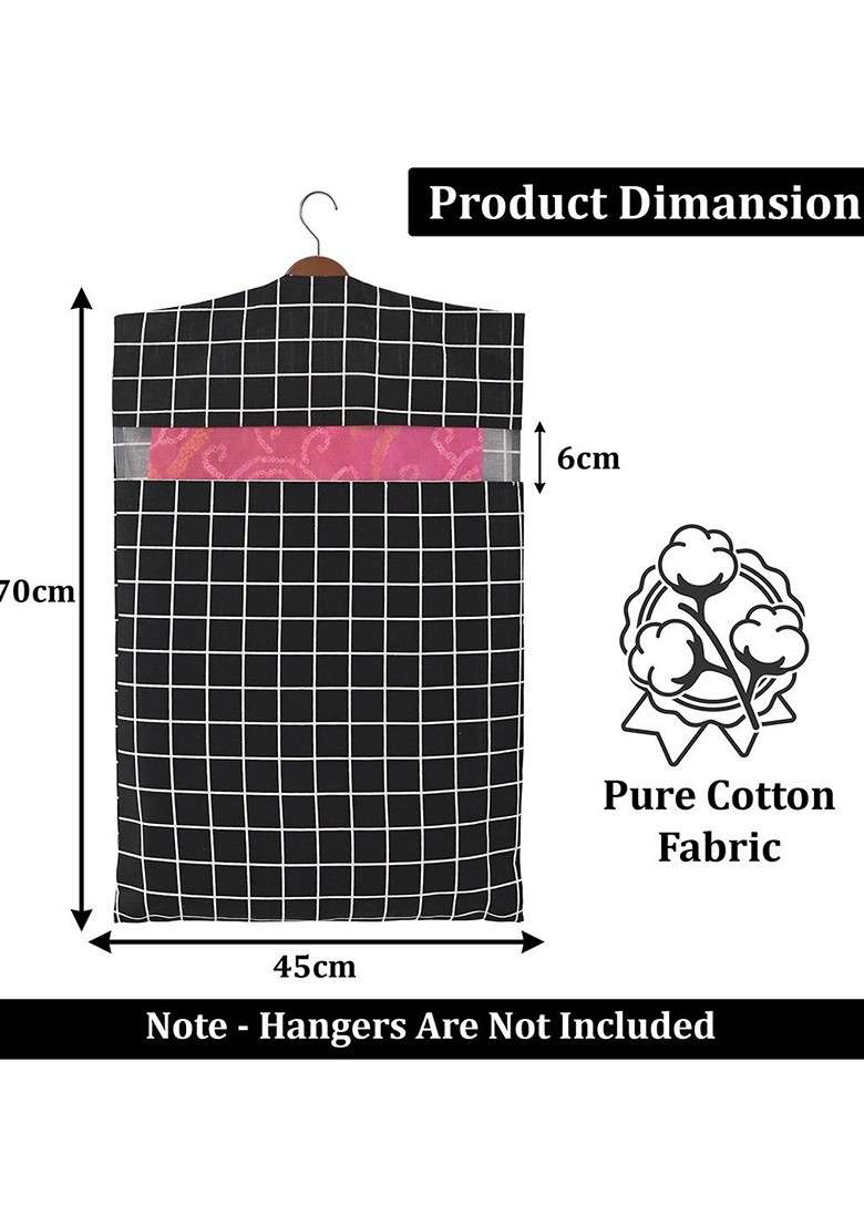 Brown Set Of 10 Printed Hanging Saree Cover Multi Utility Organisers - Indya