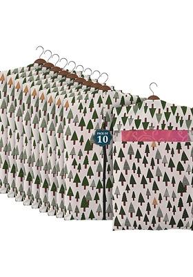 Green 10 Pieces Cotton Hanging Saree Cover Multi Utility Organisers